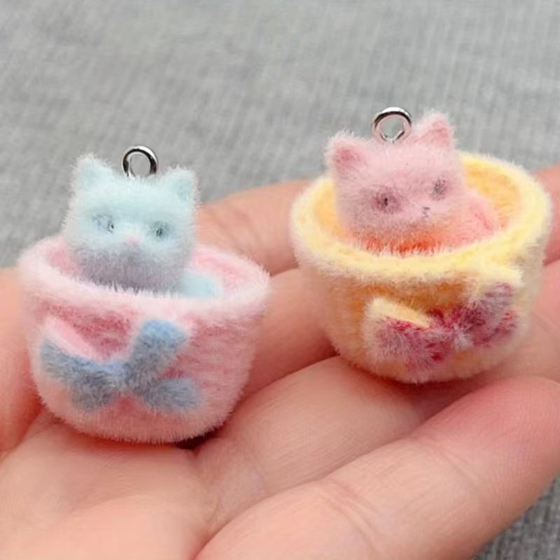 Resin Art Materials Kit - 4 buah liontin kucing resin 3D,