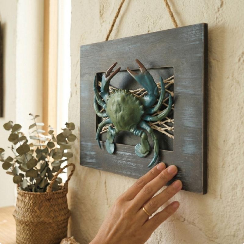 Resin Art Beach Theme - Dekorasi Bahari Kayu Dekorasi Dinding Lobster/Kepiting