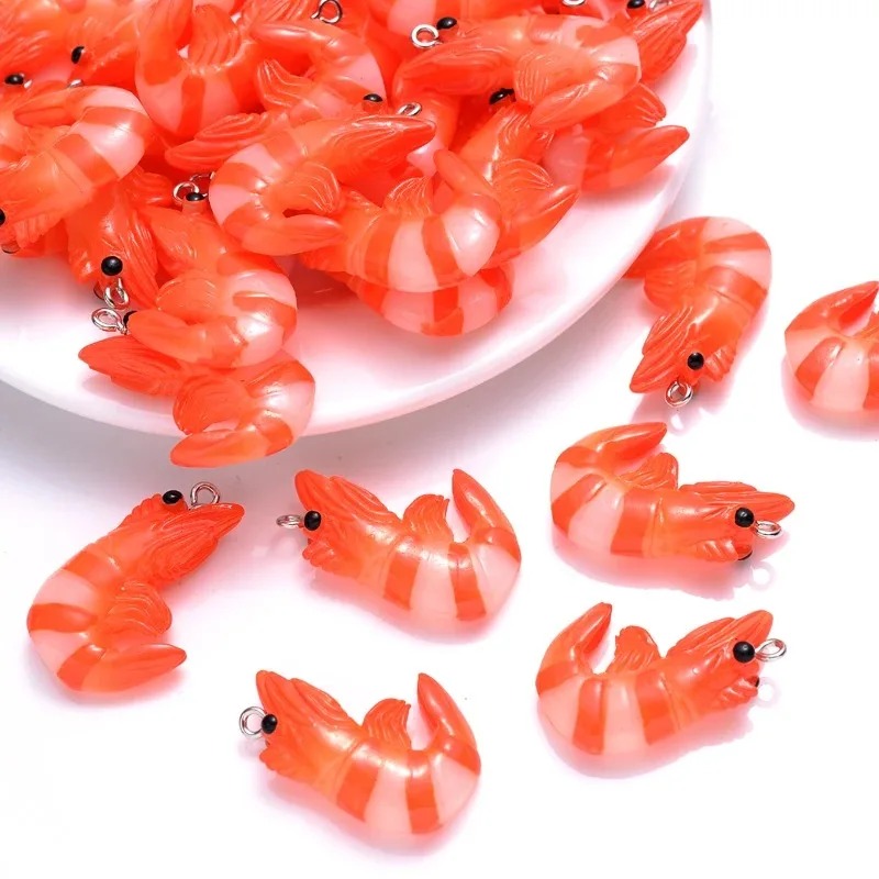 Resin Art Materials Kit - 10 Buah Liontin Udang Lobster Simulasi