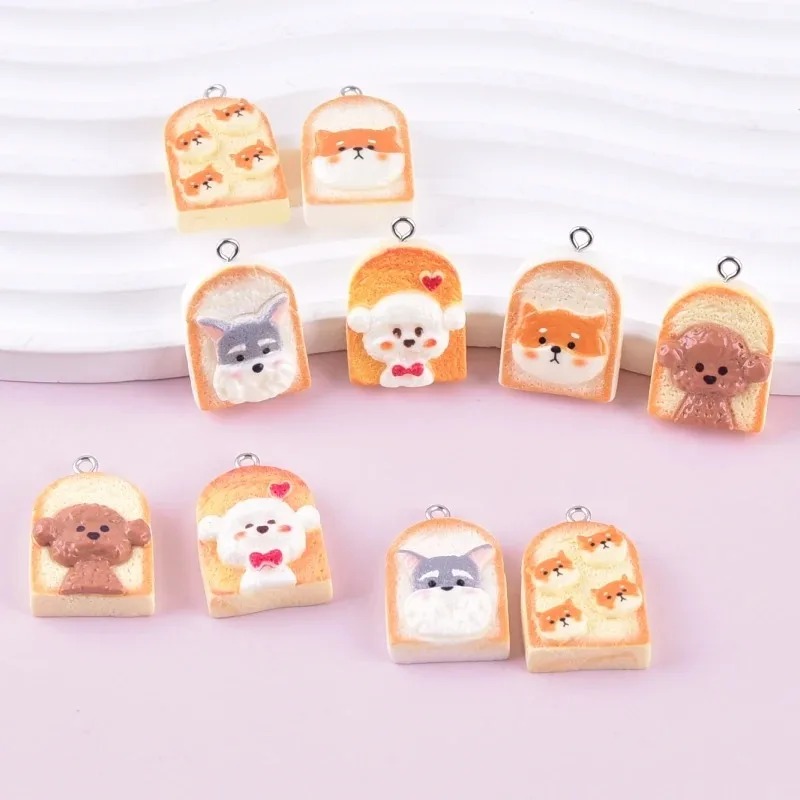Resin Art Materials Kit - 10 Buah Liontin Resin Anjing Roti