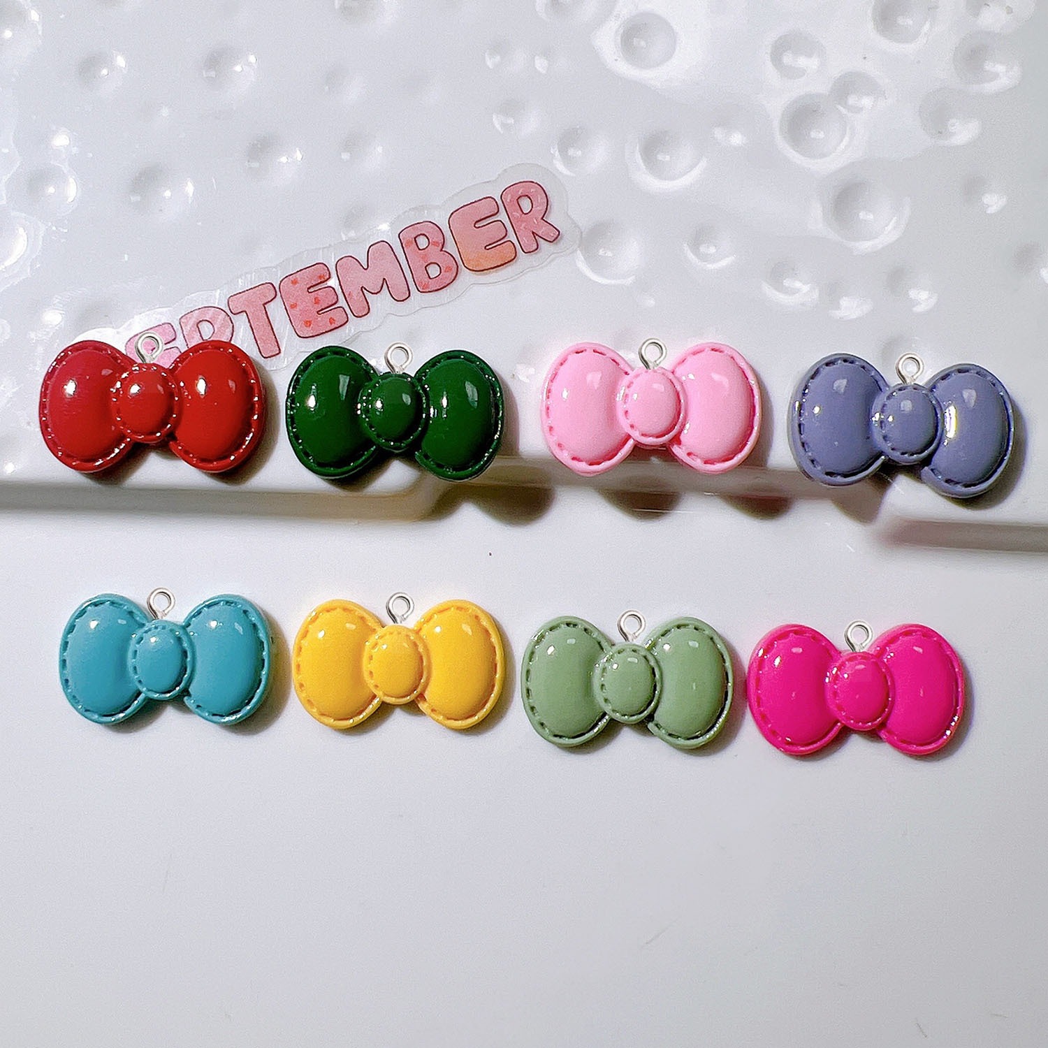 Resin Art Earrings Material - 10Pcs Liontin Resin Bentuk Pita Kartun