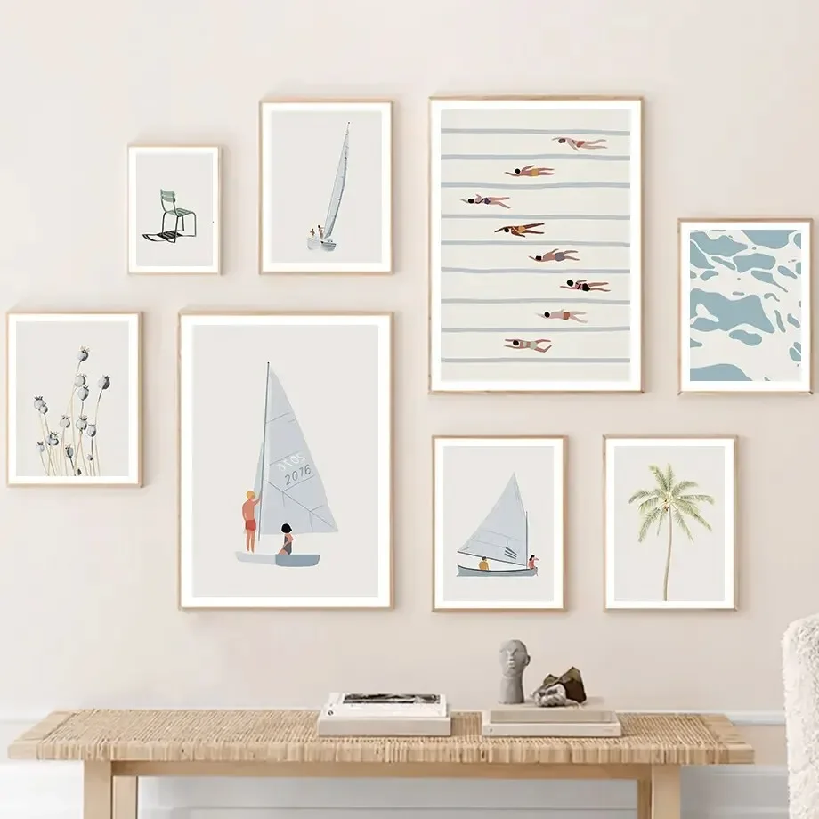 Resin Art Beach Theme - Poster Lukisan Berlian Estetika Minimalis Bunga