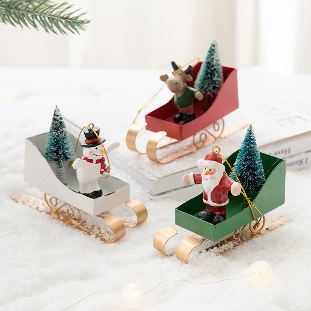 Xmas Resin Art - Ornamen Gantung Kereta Luncur Natal Nordik,