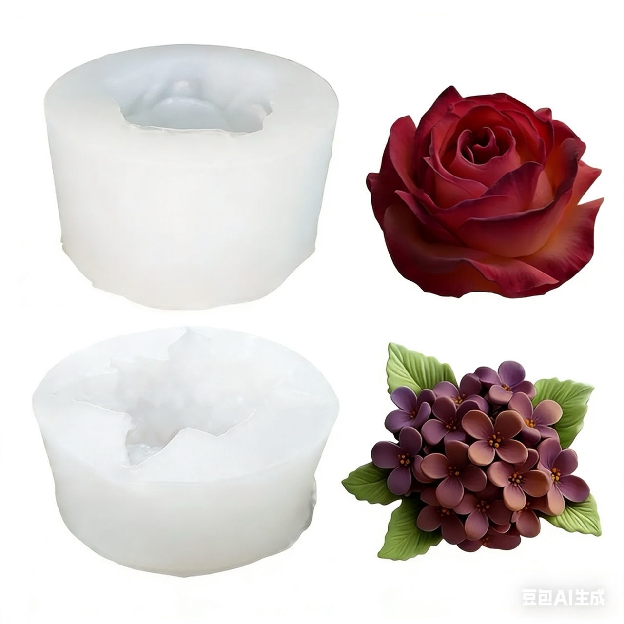 Resin Art Design - 2 Buah Cetakan Silikon Bunga Mawar