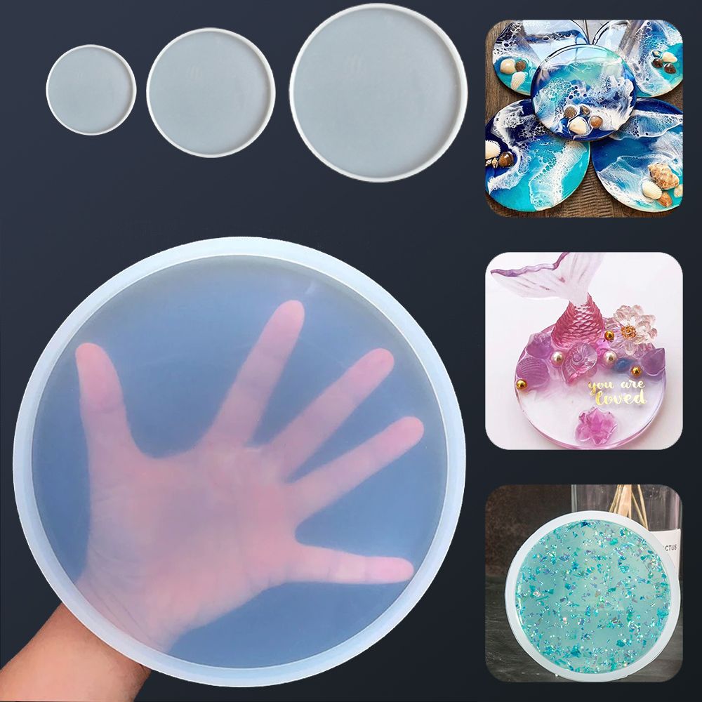Resin Art Coasters - Transparan seni cairan bulat Coaster Resin