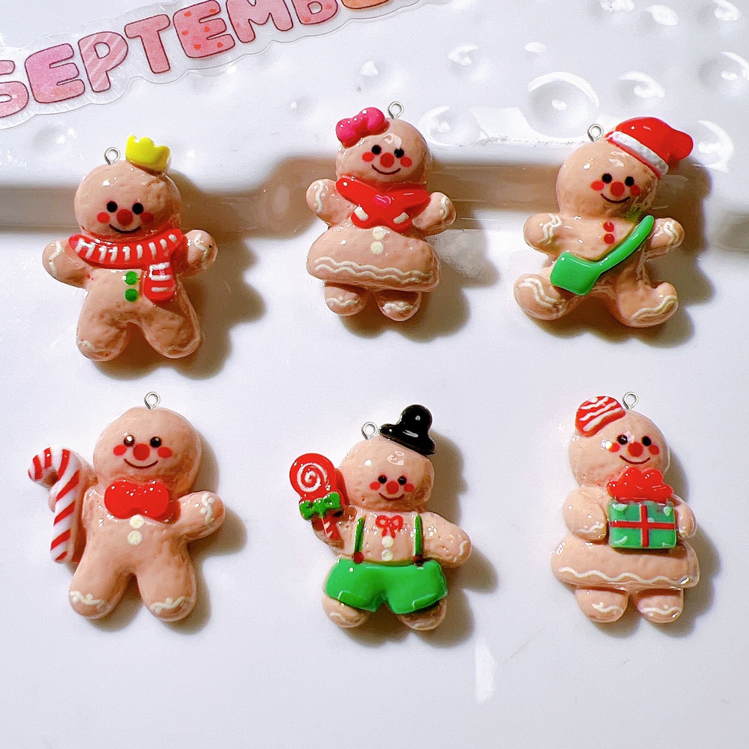 Resin Art Earrings Material - 10Pcs Gantungan Resin Bentuk Boneka Natal