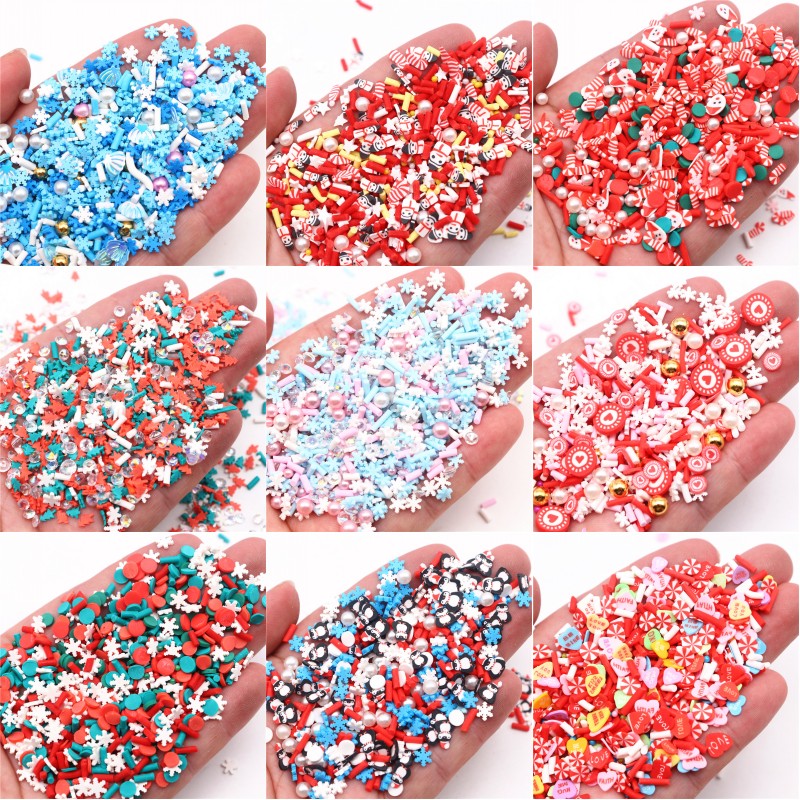 Xmas Resin Art - Aksesori Glitter seni kuku Natal kepingan