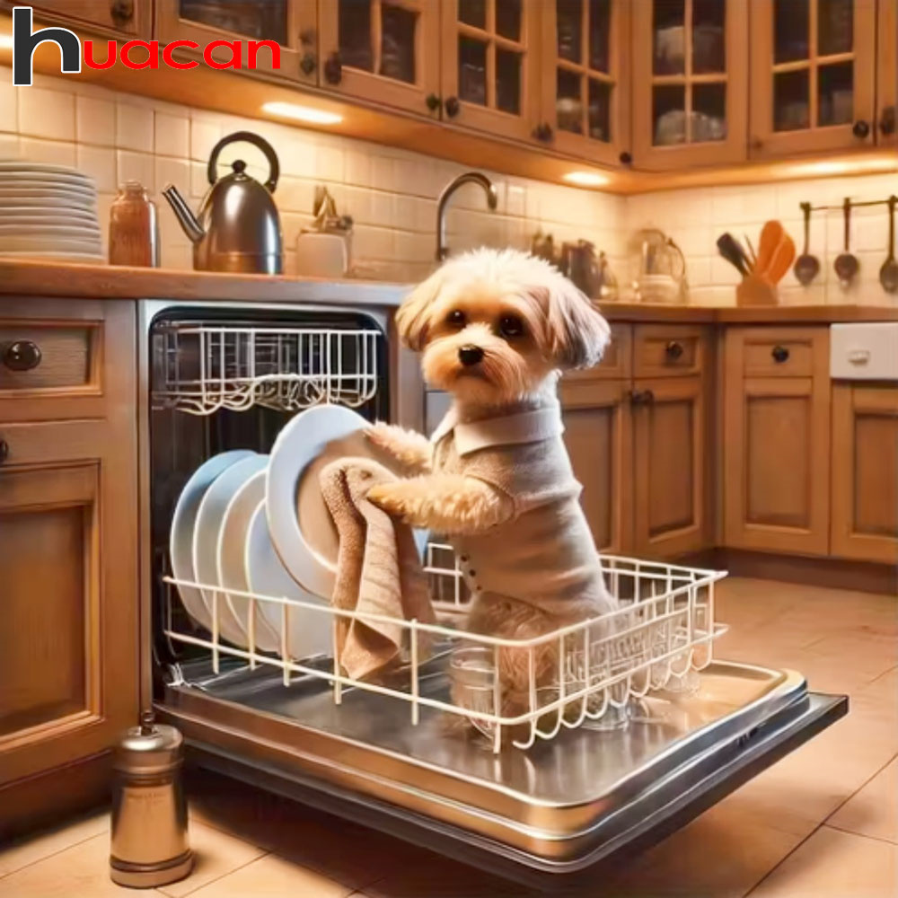 Resin Art Wallpaper - Lukisan Berlian Huacan Terbaru Gambar Anjing