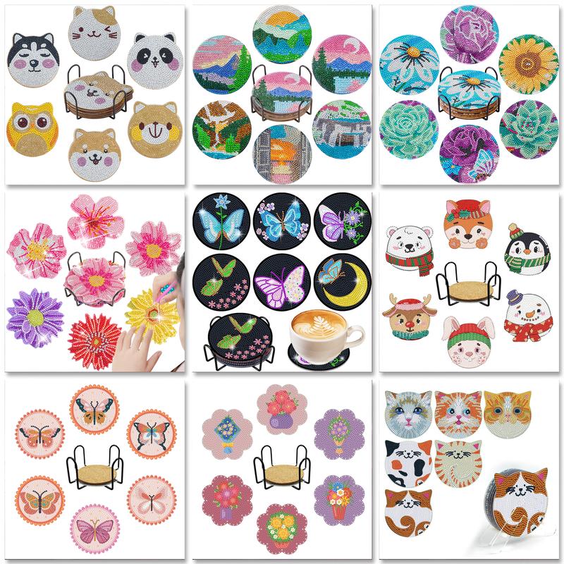 Resin Art Coasters - SDOYUNO Kit Tatakan Gelas Lukisan Berlian,