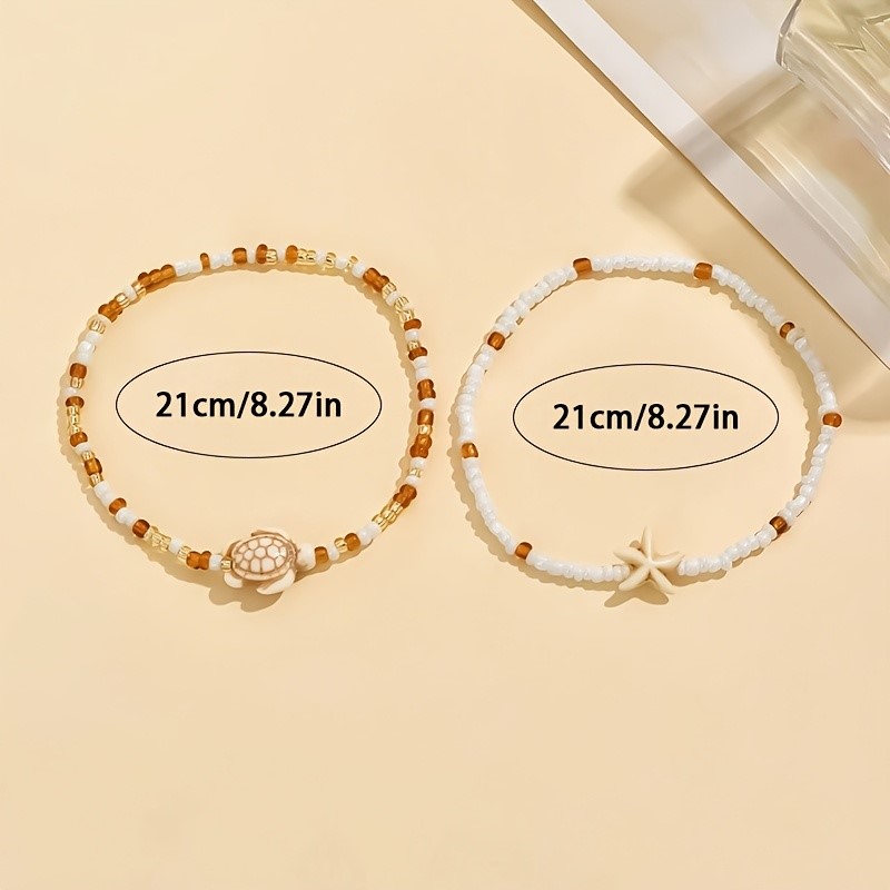 2 Buah Gelang Kaki Liontin Des - Resin Art Beach Theme ulasan dan harga
