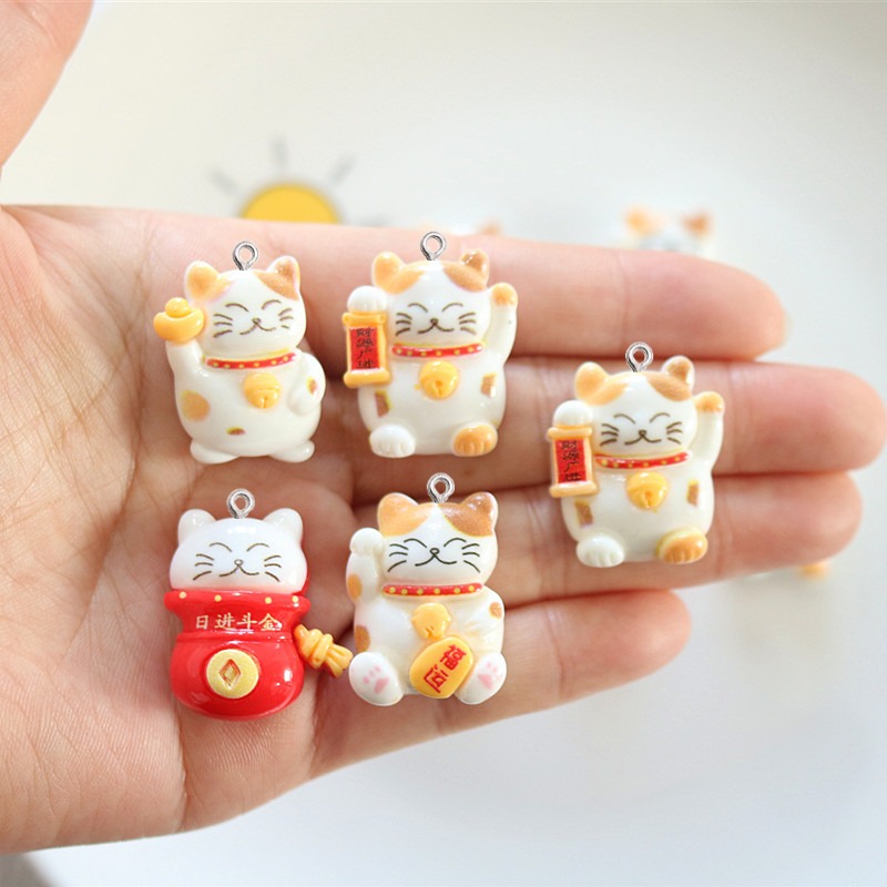 10Pcs Liontin Kucing Resin Luc - Resin Art Earrings Material ulasan dan harga