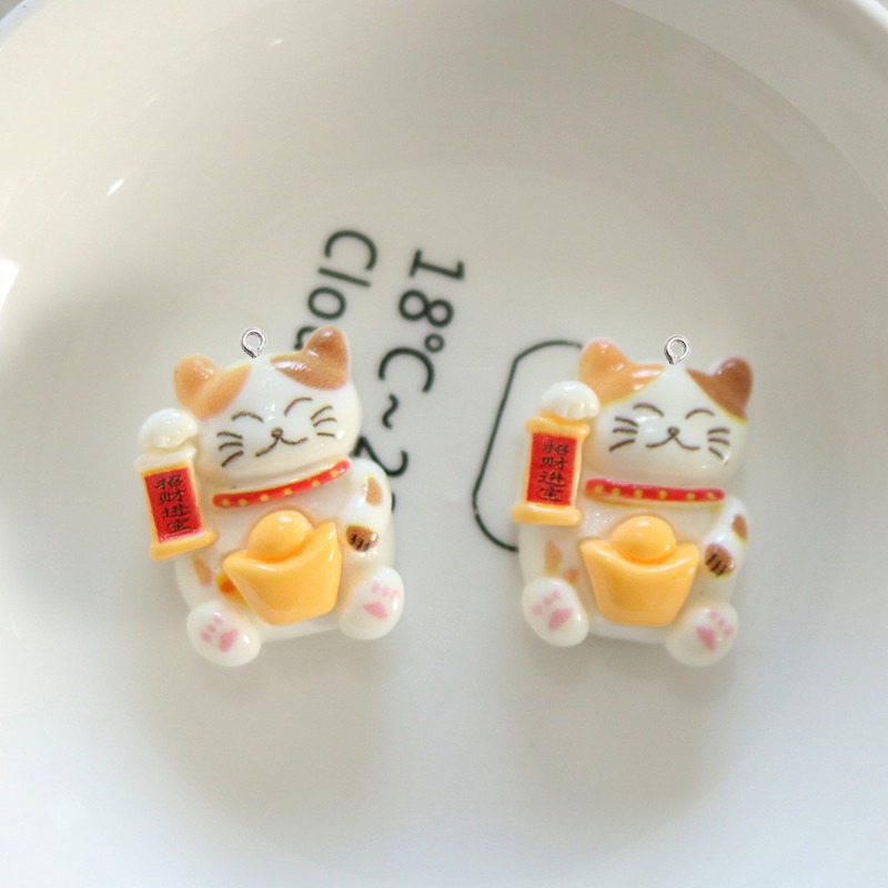 10Pcs Liontin Kucing Resin Luc - Resin Art Earrings Material ulasan dan harga