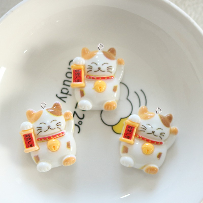 10Pcs Liontin Kucing Resin Luc - Resin Art Earrings Material ulasan dan harga