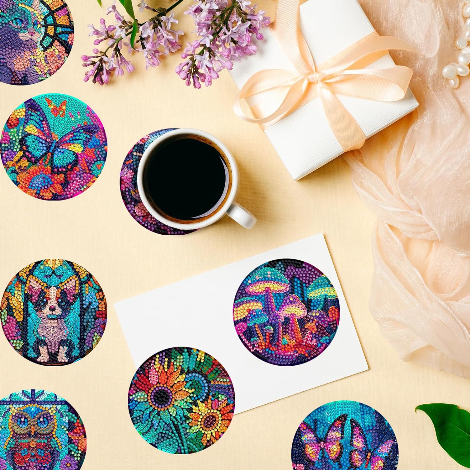 SDOYUNO coaster seni berlian 8 - Resin Art Coasters ulasan dan harga