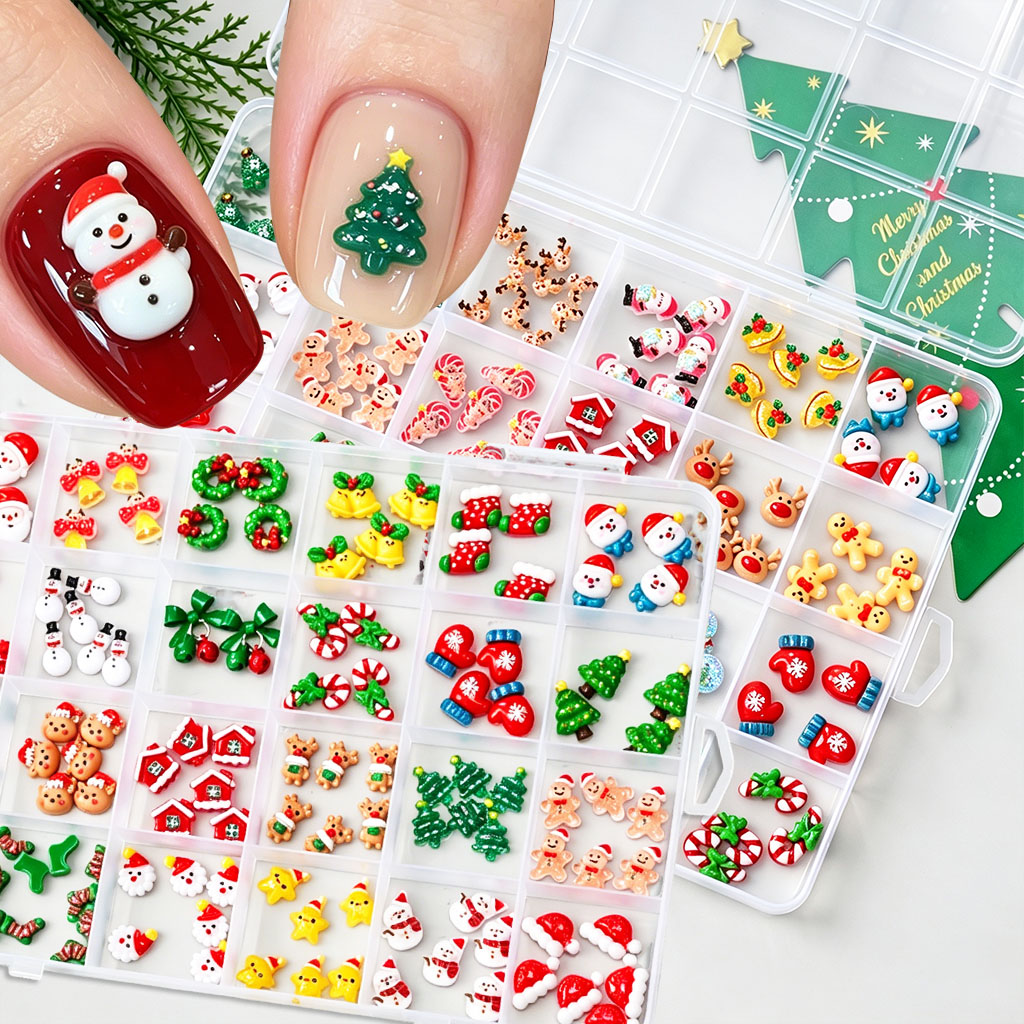 1 Kotak Campuran Hiasan Kuku N - Xmas Resin Art ulasan dan harga