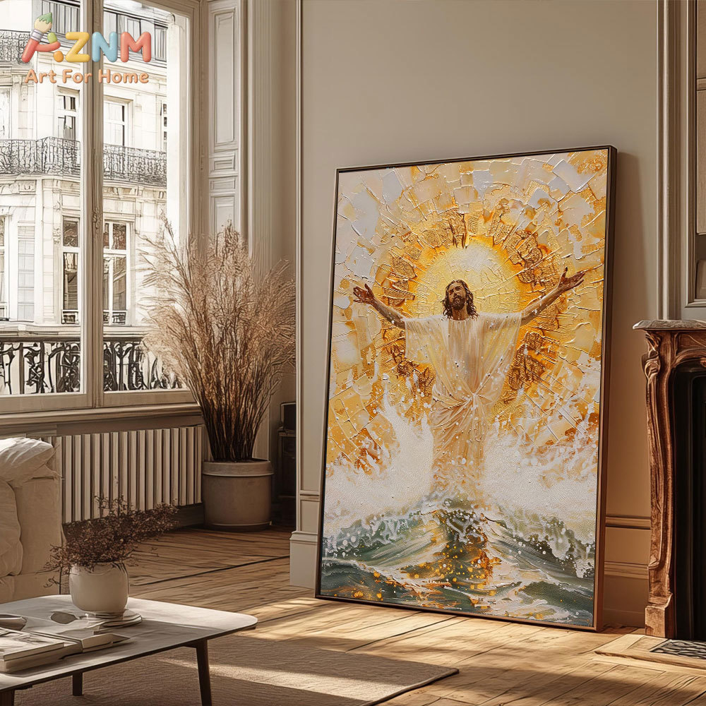 AZNM Yesus Kristus Lukisan Kan - Resin Art On Canvas ulasan dan harga