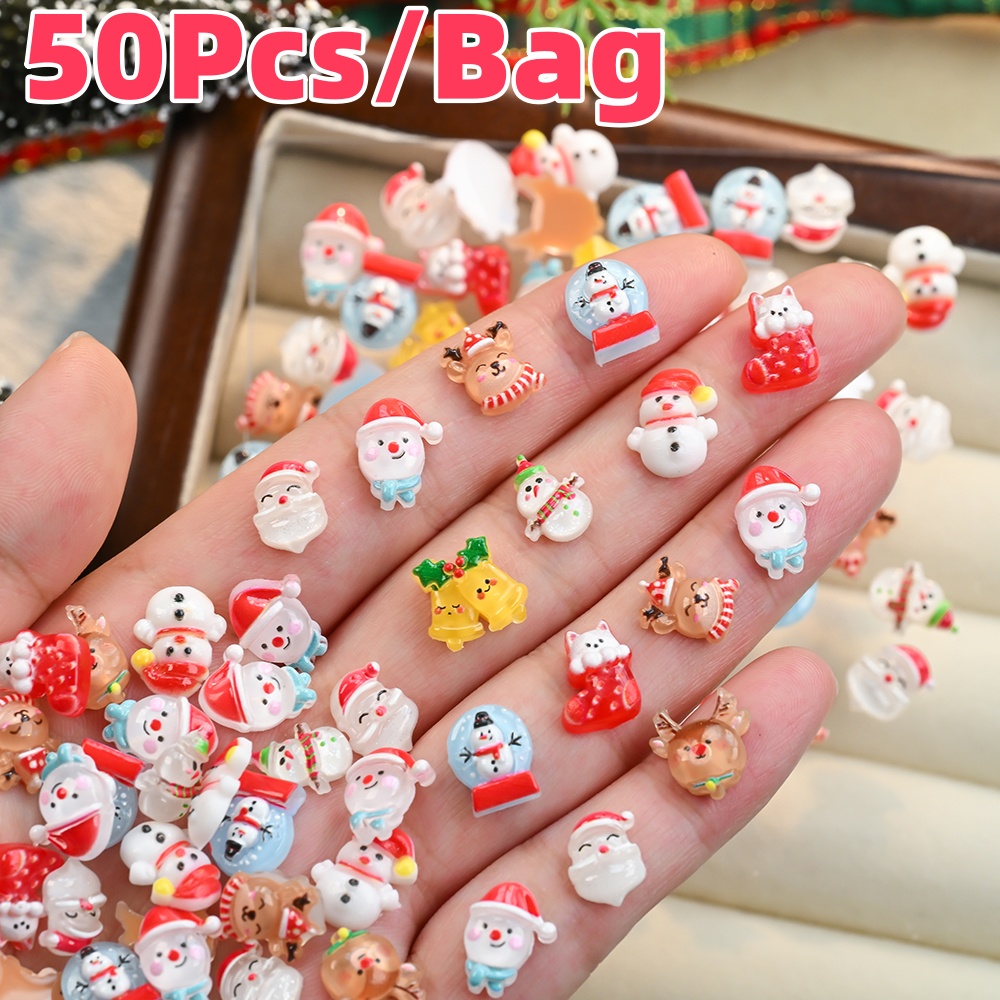 50Pcs Hiasan Kuku 3D Natal Ben - Xmas Resin Art ulasan dan harga