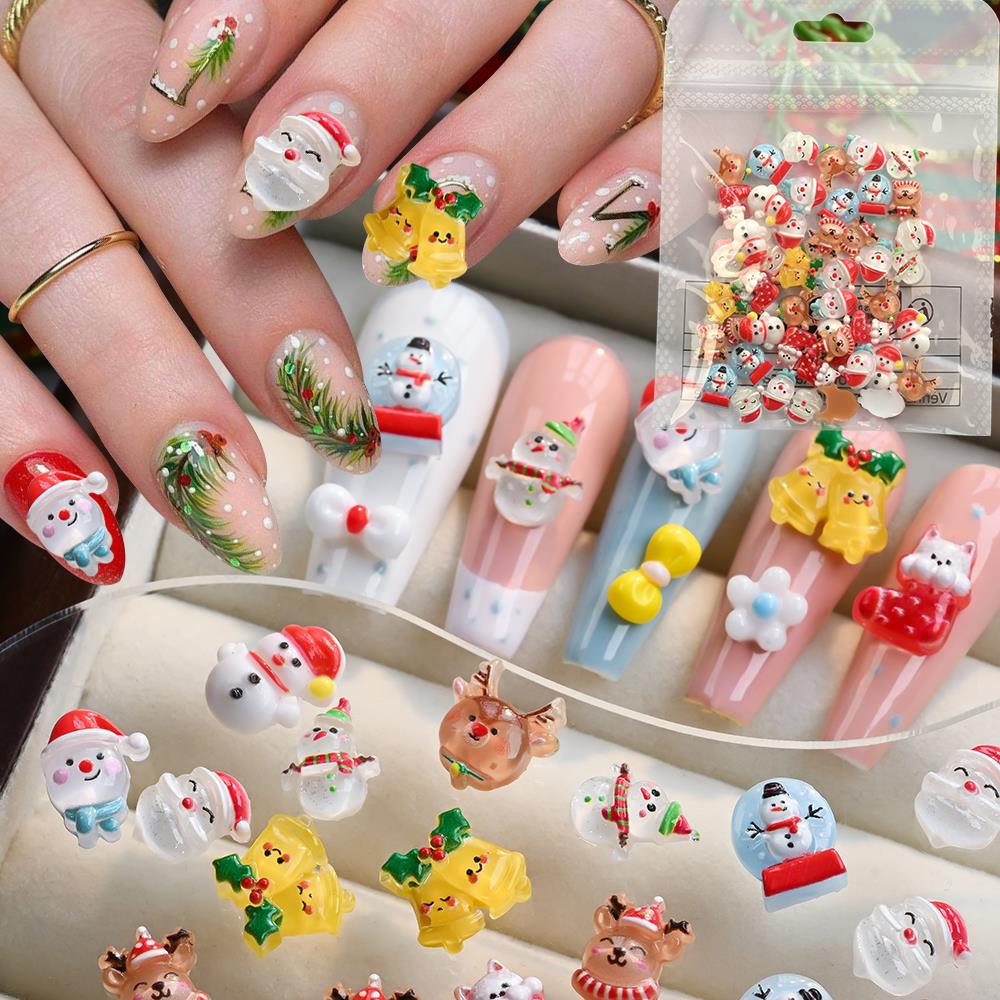 50Pcs Hiasan Kuku 3D Natal Ben - Xmas Resin Art ulasan dan harga