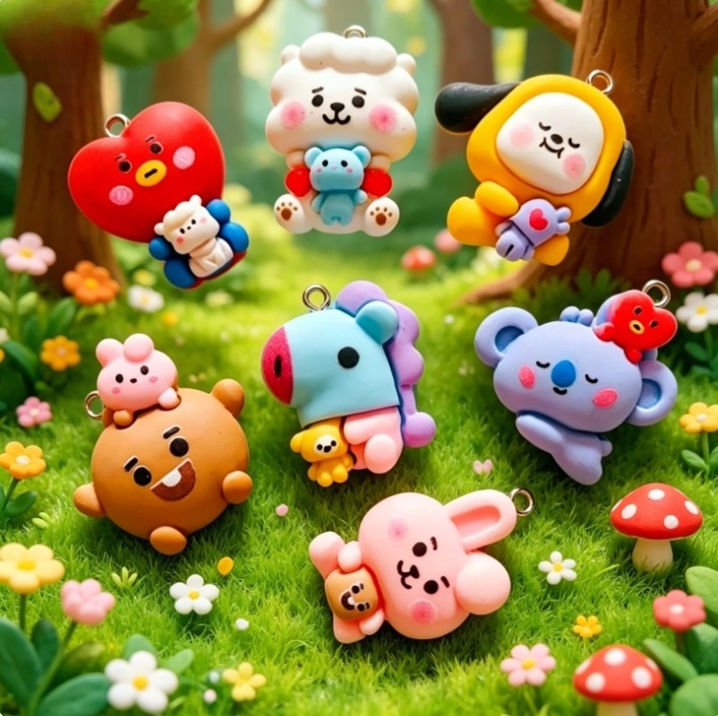 7pcs BT21 Resin Kartun Charm A - Resin Art Materials Kit ulasan dan harga