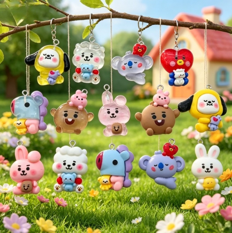7pcs BT21 Resin Kartun Charm A - Resin Art Materials Kit ulasan dan harga