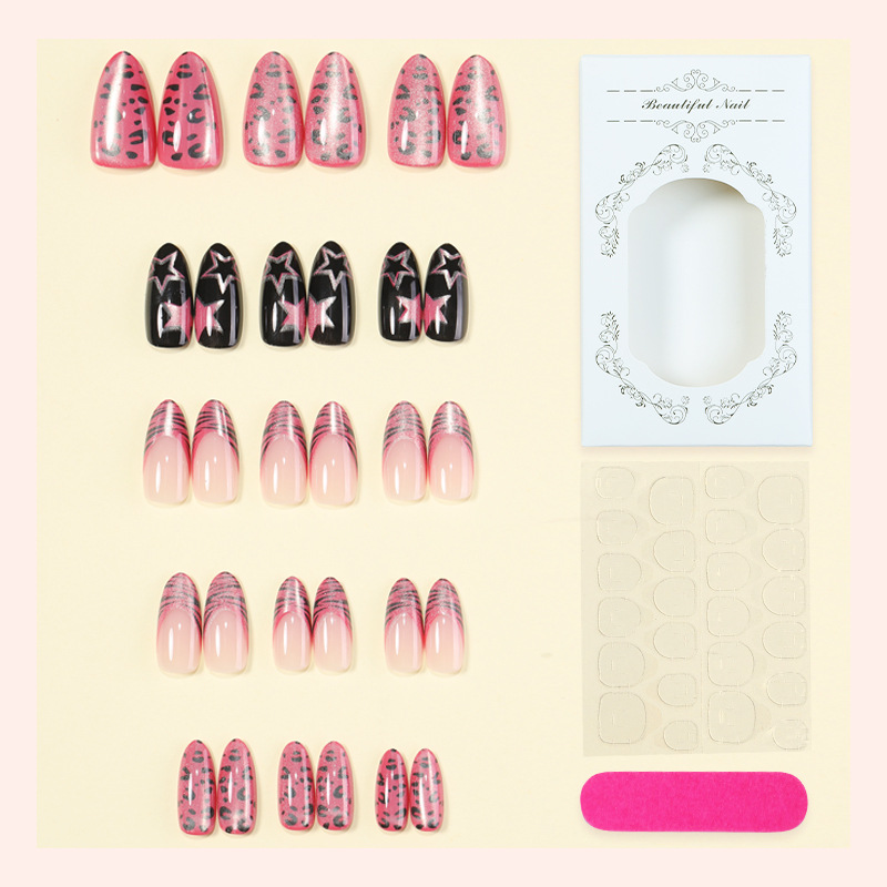 24pcs Kuku Palsu Motif Garis d - Resin Art Online ulasan dan harga