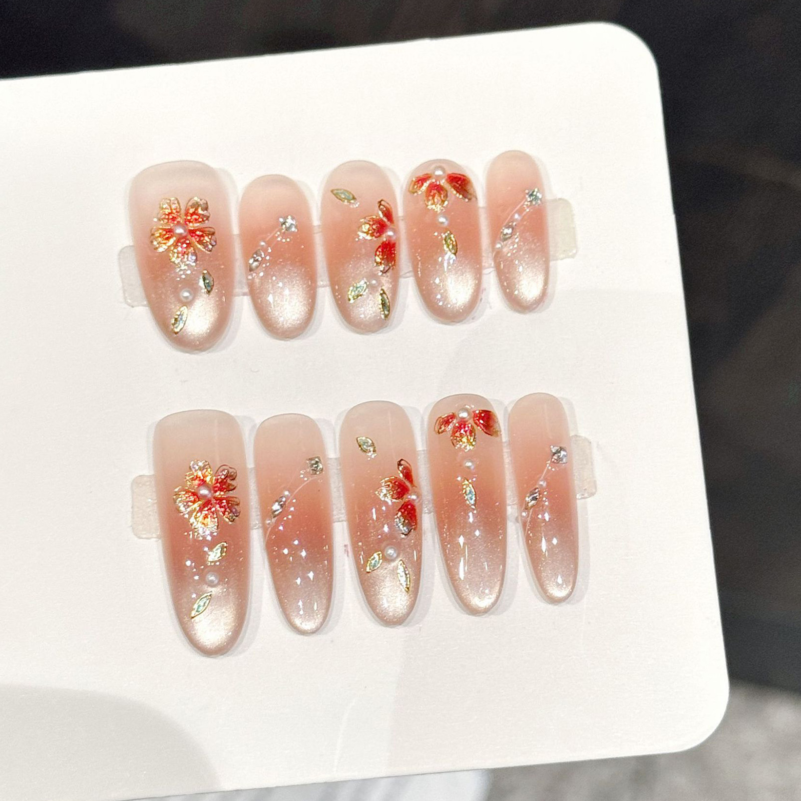 10pcs Kuku Palsu Buatan Tangan - Resin Art Design ulasan dan harga